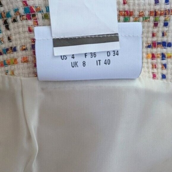 Akris Punto Tweed Lurex Fringed Mini Skirt 4 Cream Multicolor Business Office - Picture 7 of 7